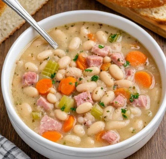 Slow Simmered Navy Bean Soup Bowl