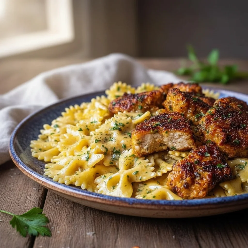 Garlic Butter Chicken with Bowtie Pasta